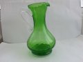 Стара стъклена кана цветно зелено стъкло, снимка 15