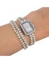 Дамски часовник комплект с гривна бял/сребрист, снимка 1