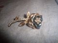 НЕЖНА ПОЗЛАТЕНА КРИСТАЛНА АРТ БРОШКА - РОЗА 11897, снимка 5