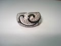 Сребърен пръстен с циркони и емайл, снимка 1 - Пръстени - 42260080