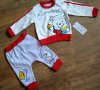 Сет за бебе от 2 части в бяло червено и сиво с щампа, снимка 1 - Комплекти за бебе - 33861210