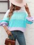 Дамски моден пуловер с цветни блокове, 3цвята - 023, снимка 2