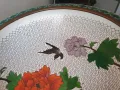 Cloisonne 26см/Клоазон-Клозоне стара голяма китайска купа/поставка ръчна дърворезба, снимка 5
