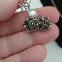 Сребърни обеци рози , снимка 1 - Обеци - 44639153