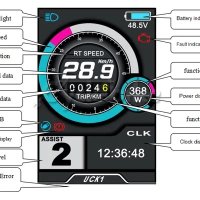 LCD Дисплей цветен UKC1 за скутер велосипед триколка, снимка 1 - Части за велосипеди - 42769298