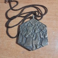 Рядък стар католически бронзов медальон, снимка 5 - Колекции - 42832380