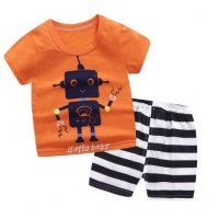 РАЗПРОДАЖБА!!!Нов бебешки летен комплект с щампа роботче, снимка 4 - Комплекти за бебе - 29249885