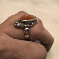 Авторска изработка масивен сребърен пръстен с карнеол, снимка 2 - Пръстени - 36523367