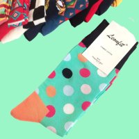 Цветни памучни дамски/юношески чорапи на точки, снимка 2 - Дамски чорапи - 42802526