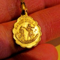 Старинен бронзов медальон за кръщене, кръщенка, рождение - Княжество България. ( 1879 - 1908 г.), снимка 2 - Други - 36817046