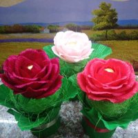 Хартиени рози- ръчна изработка, снимка 2 - Изкуствени цветя - 31989999