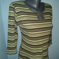 Памучна блуза в зелено райе "zabaione"® / унисайз , снимка 1 - Блузи с дълъг ръкав и пуловери - 30400587