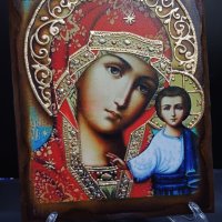 Икона на платно А4 на Пресвета Майка Богородица Закрилница - ръчна изработка . Модел Б., снимка 2 - Икони - 42689222