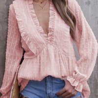 Дамска елегантна блуза в розово, снимка 3 - Блузи с дълъг ръкав и пуловери - 39448430