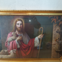 стара немска репродукция на Исус, снимка 3 - Антикварни и старинни предмети - 44637916