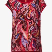 СТРАХОТНА многоцветна блуза в преобладаващи червени цветове, снимка 2 - Тениски - 40865071