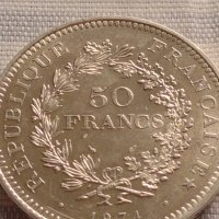 Сребърна монета 50 франка 1974г. Република Франция LIBERTE EGALITE FRATERNITE 40936, снимка 7 - Нумизматика и бонистика - 42832358