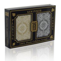 карти за игра KEM POKER JUMBO INDEX BLACK & GOLD нови Този комплект от две тестета карти KEM са в ст, снимка 2 - Карти за игра - 32068931