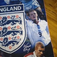 Англия футболно знаме с принт подписи на 6 легенди-Бекъм-Оуен-Рууни-Кембъл -Скоулс Джерард 116х182  , снимка 6 - Футбол - 38013610