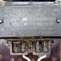 Стар немски електромер AEG-Berlin 1938г, снимка 3 - Антикварни и старинни предмети - 34872201