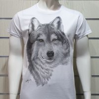 Страхотна нова мъжка тениска с дигитален печат Бял Вълк, Серия Вълци, снимка 8 - Тениски - 29104349