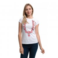 Нова дамска бяла тениска с трансферен печат Шевица, Етно мотив, България, снимка 16 - Тениски - 29964888