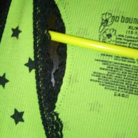 неоново зелен памучен потник с дантела на звезди, снимка 2 - Потници - 29466239