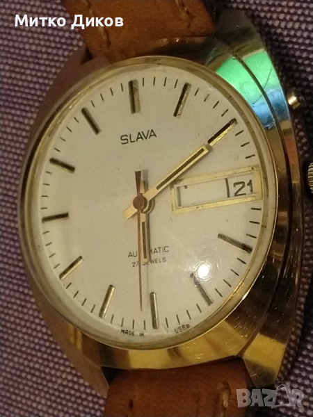 Slava 27 jewels automatic часовник Слава автоматик 5Au-златно покритие работи точно като нов от соца, снимка 1