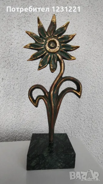 Цвете-статуетка бронз, снимка 1