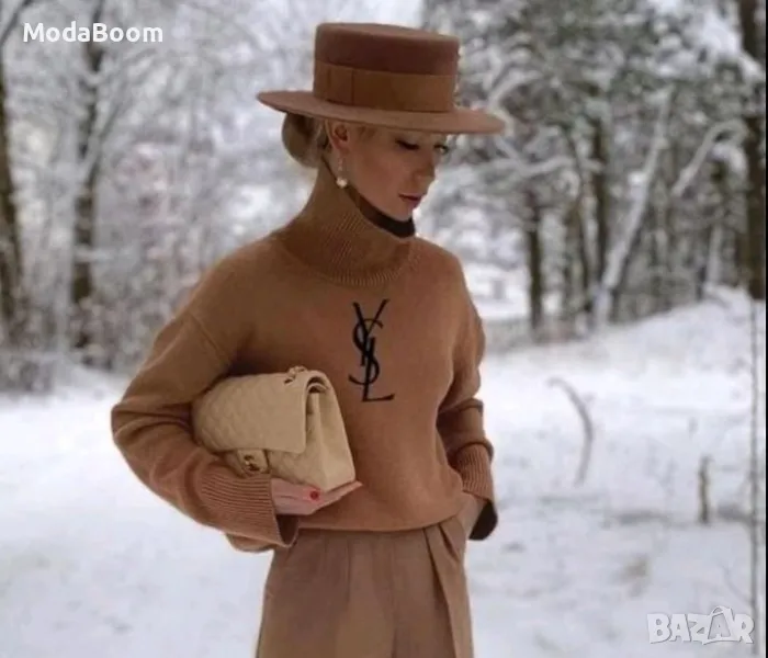 Yves Saint Laurent дамски кафяв пуловер , снимка 1