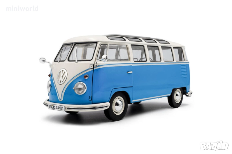 Volkswagen VW T1 Samba Bus 1962 - мащаб 1:18 на Solido моделът е нов в кутия, снимка 1