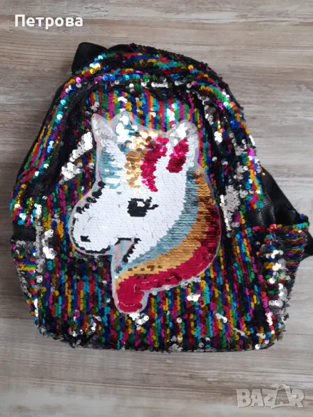 Раница с пайети и еднорог, снимка 1