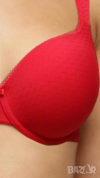 Livera 90 E-Яркочервен сутиен с твърди чашки с банел , снимка 1