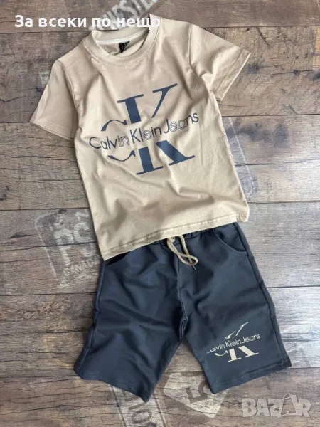 Calvin Klein Детски Памучен Еластичен Летен Къс Комплект Келвин Клайн Код B336, снимка 1