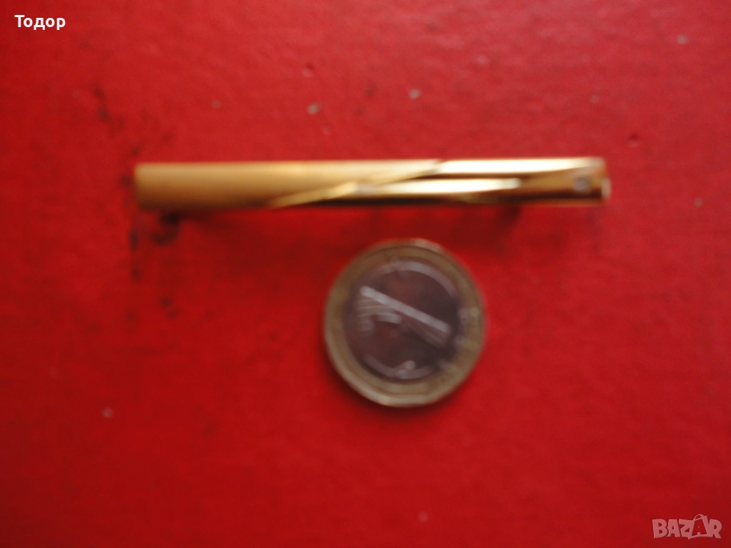 Луксозна позлатена игла щипка за вратовръзка 1, снимка 1
