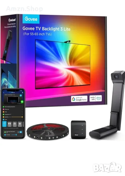 Govee TV Backlight 3 Lite 55-65 инча RGBICW Wi-Fi LED лента за телевизор, снимка 1