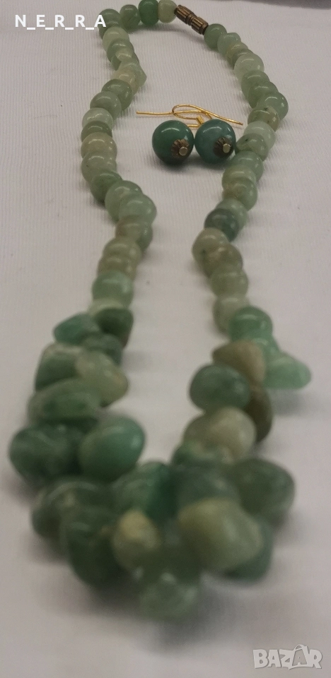 Комплект естествен камък-нефрит, снимка 1