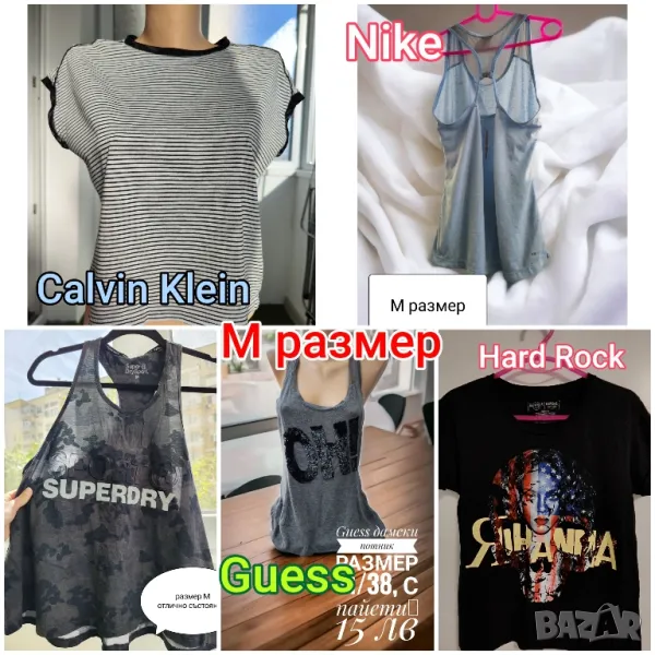 Лот 5бр дамски тениски, потници Calvin Klein, Guess, Superdry, Nike, снимка 1