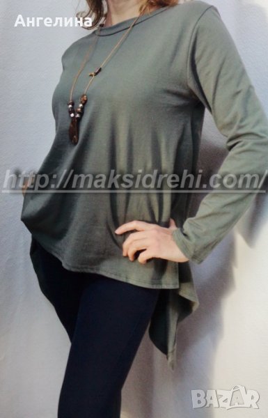 Асиметрична едноцветна туника с колие., снимка 1