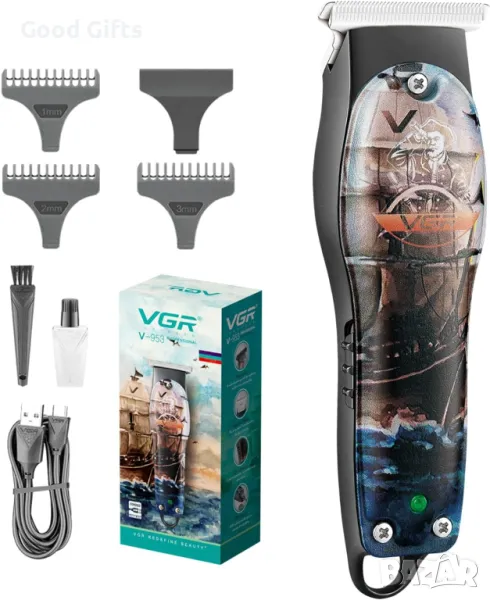 Машинка за подстригване VGR V-953 – Безжична, USB зареждане, Професионално оформление, снимка 1