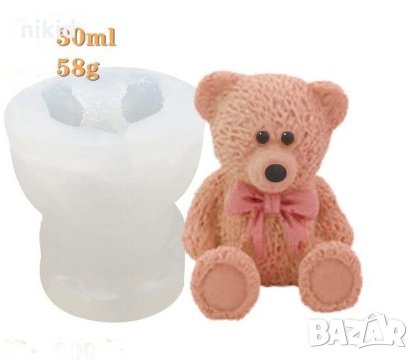 3D Седнало мече с папионка силиконов молд форма фондан гипс смола украса декор шоколад, снимка 1