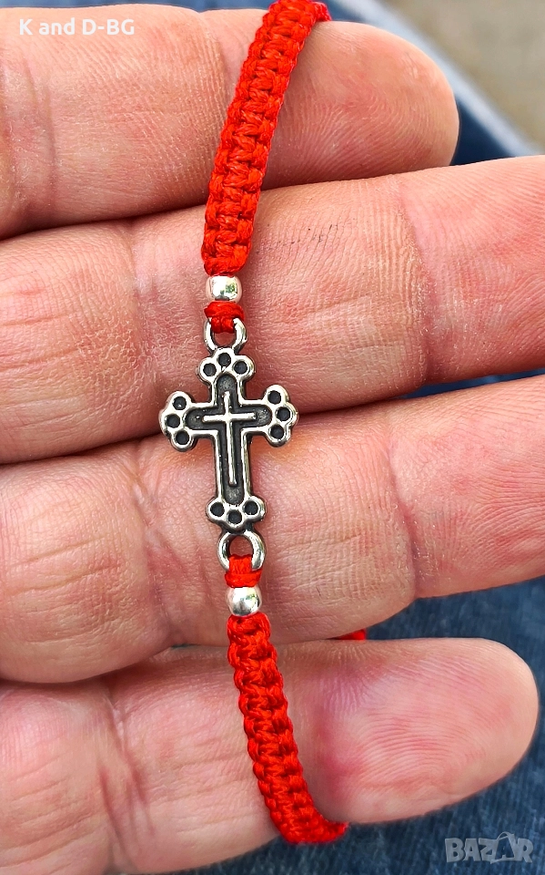 плетени гривни против уроки от червен конец и сребро 925, снимка 1