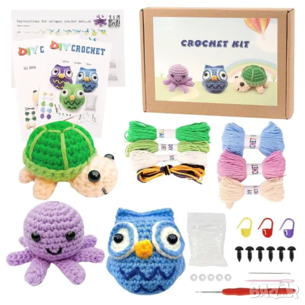 Комплект за плетене на играчки на една кука за начинаещи с видео уроци, снимка 1