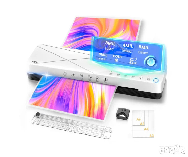 Ламинатор A3 A4 A5 A6 с 6 режима на ламиниране, ABS и автоматично изключване, снимка 1