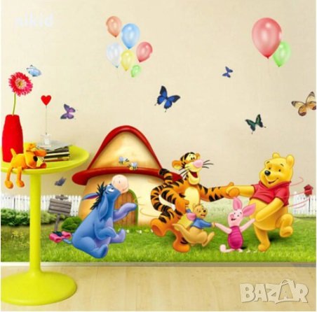 Мечо Пух Забава стикер постер лепенка за стена и мебел детска стая самозалепващ, снимка 1
