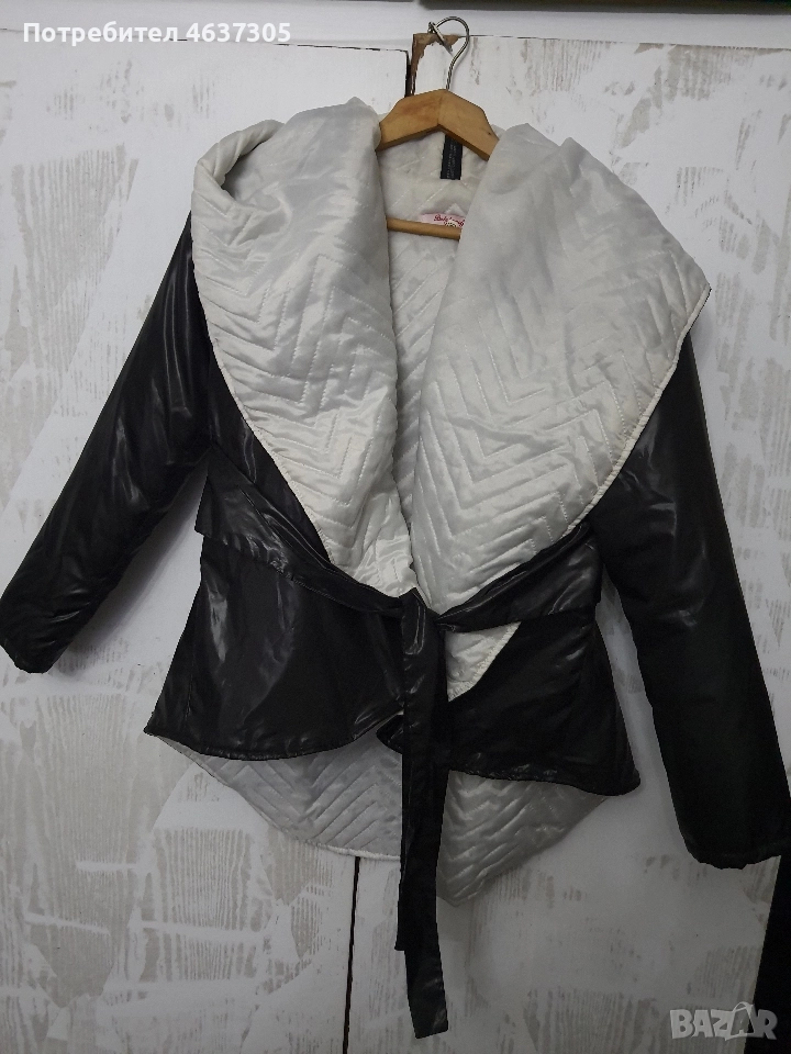 импрегнирано черно яке с качулка и цип, снимка 1