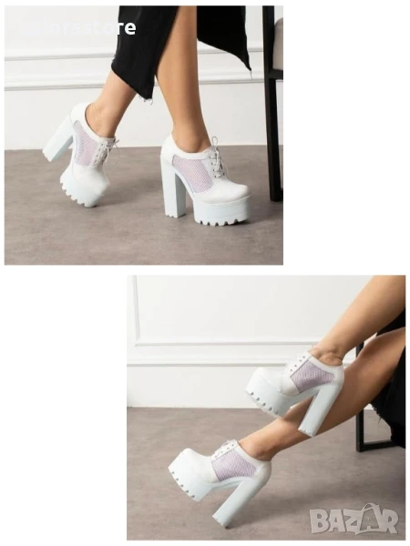 Обувки на ток - бяла кожа - FB30 , снимка 1