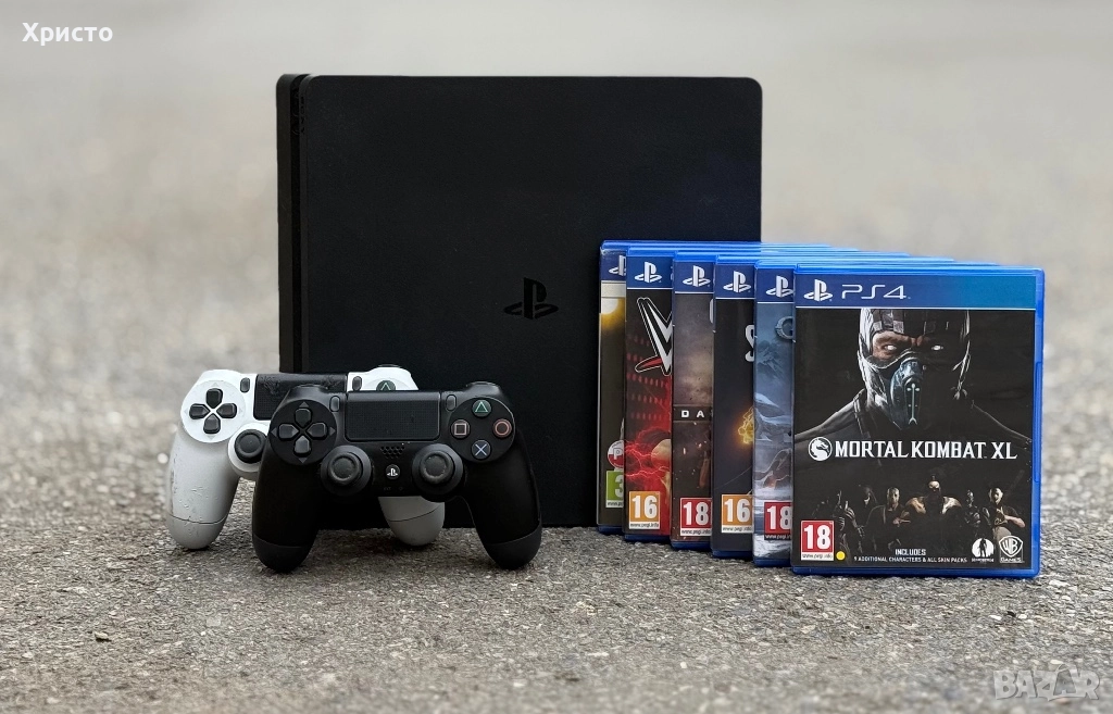 Конзола Sony PlayStation 4 Slim, 1TB, Два геймпада + 6 игри , снимка 1