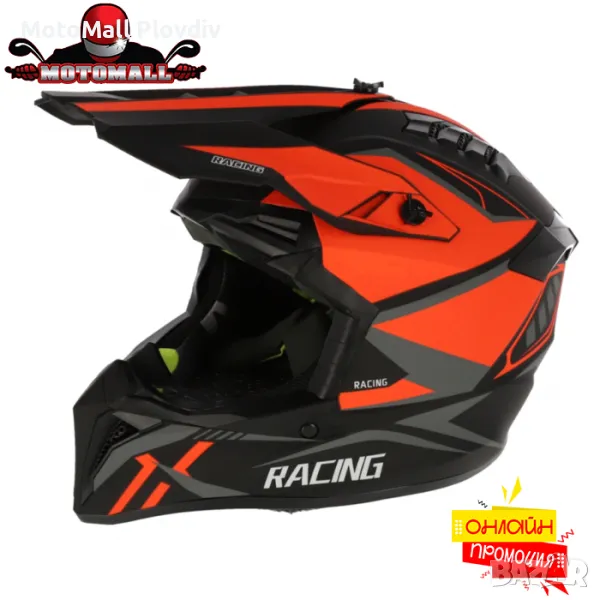 Каска мото крос 127 - BLACK ORANGE 2, снимка 1