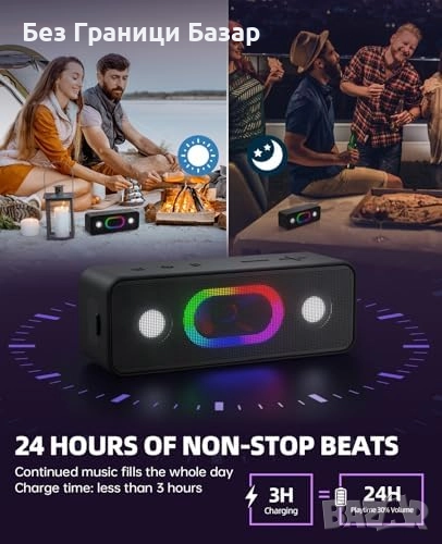 Нова Портативна Bluetooth 5.3 тонколона 16W, TWS и 24 часа батерия, снимка 1